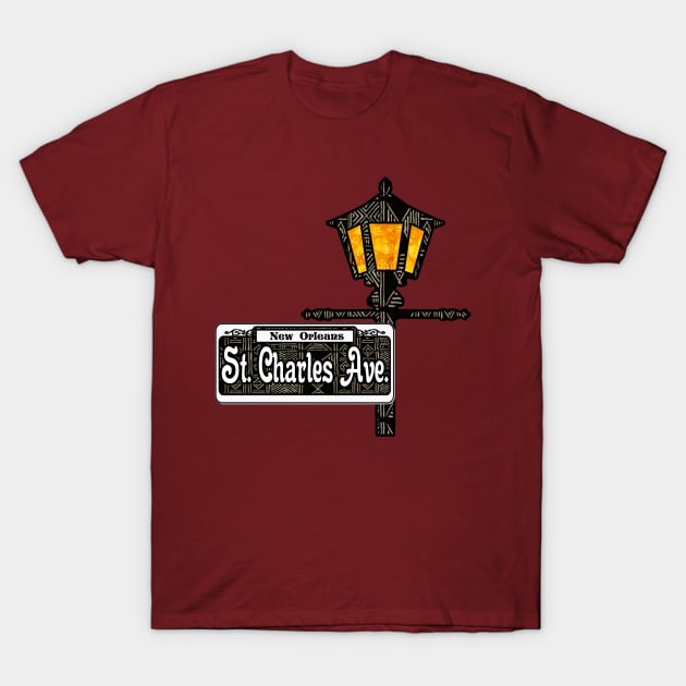 St Charles Ave Street Lamp Post T-Shirt by artbyomega